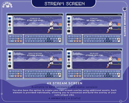 Y2K Bunny Animated Stream Screens: Cozy Room Overlay (WEBM)