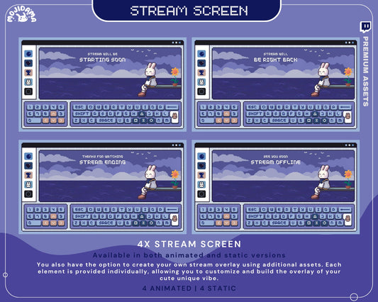 Y2K Bunny Animated Stream Screens: Cozy Room Overlay (WEBM)