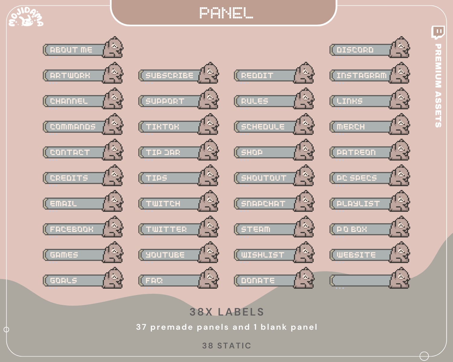 Bear Twitch Overlay Animation Cute Lofi Stream Pack Aesthetic Pixel Green Blue Cat Bunny Alert Animated Obs Streamlabs Full Package Vtuber