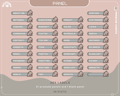 Bear Twitch Overlay Animation Cute Lofi Stream Pack Aesthetic Pixel Green Blue Cat Bunny Alert Animated Obs Streamlabs Full Package Vtuber