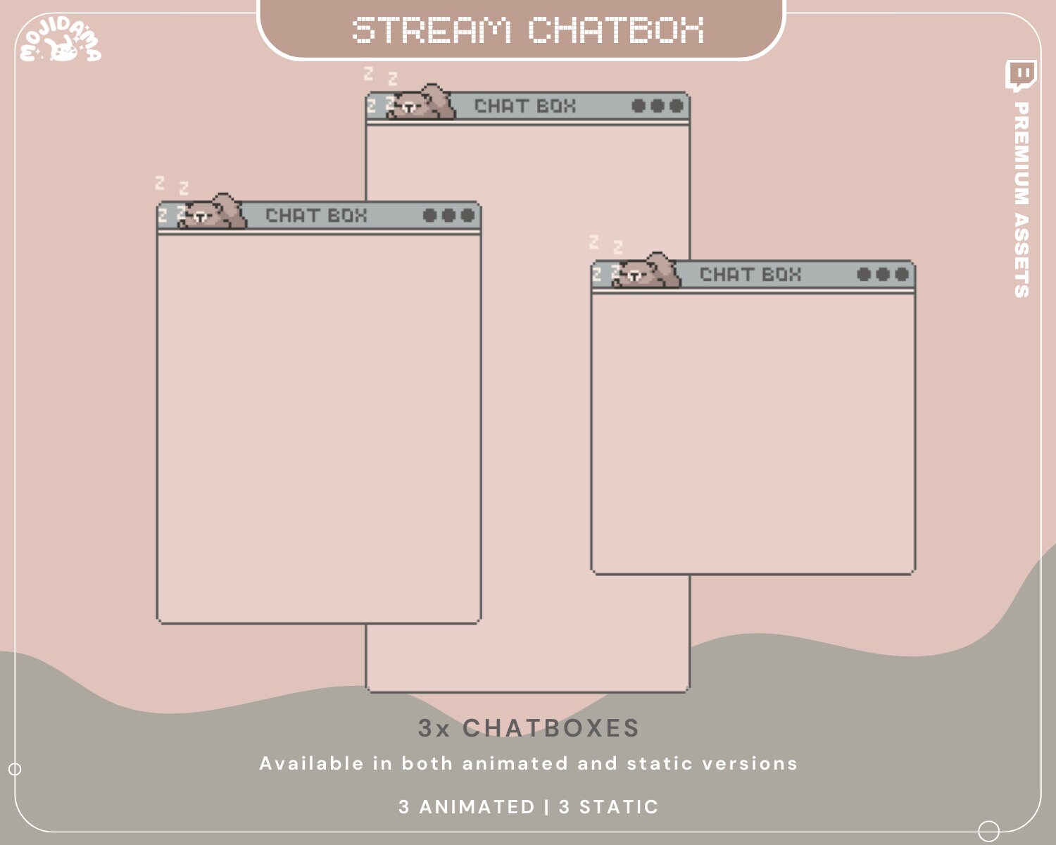 Cute Bear Twitch Chatbox Animation Overlays Animated Chat Obs Streamlabs Studio Stream Lofi Cozy Aesthetic Vtuber Kick Youtube Streaming