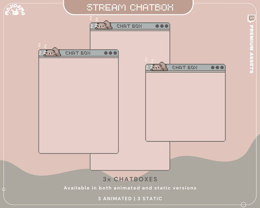 Cute Bear Twitch Chatbox Animation Overlays Animated Chat Obs Streamlabs Studio Stream Lofi Cozy Aesthetic Vtuber Kick Youtube Streaming