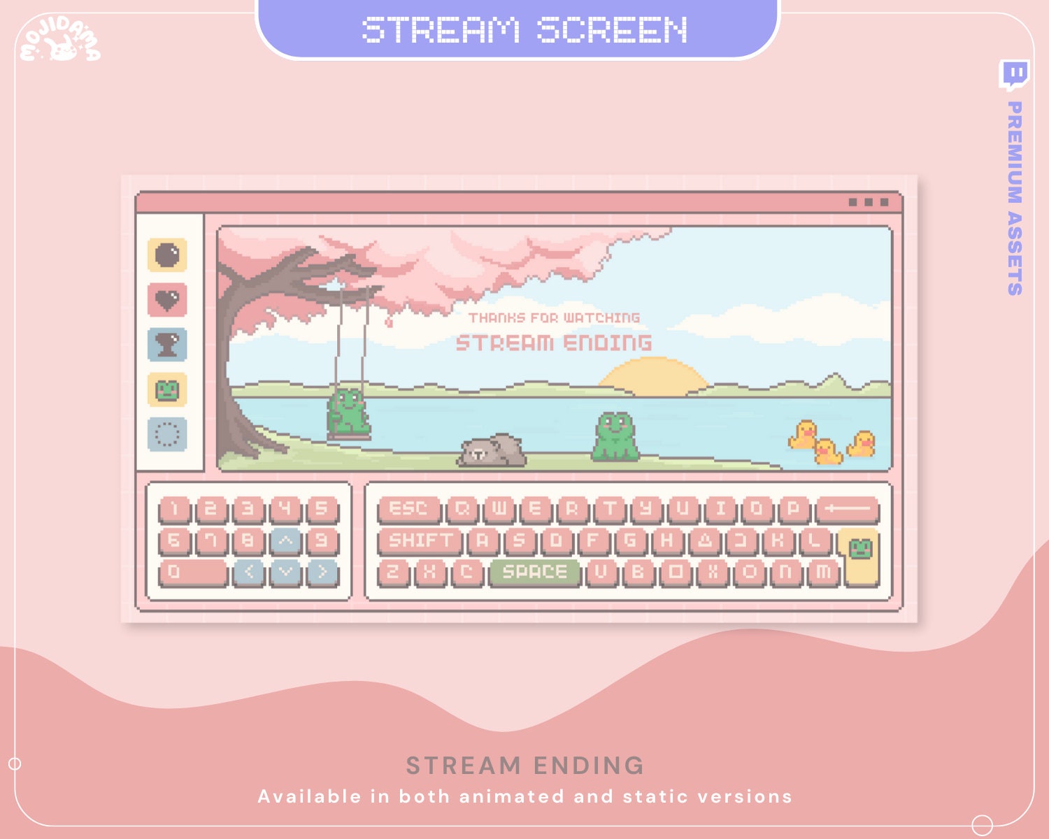Pink Sakura Y2K Lofi Animated Stream Screens (4x .WEBM)