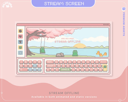 Pink Sakura Y2K Lofi Animated Stream Screens (4x .WEBM)
