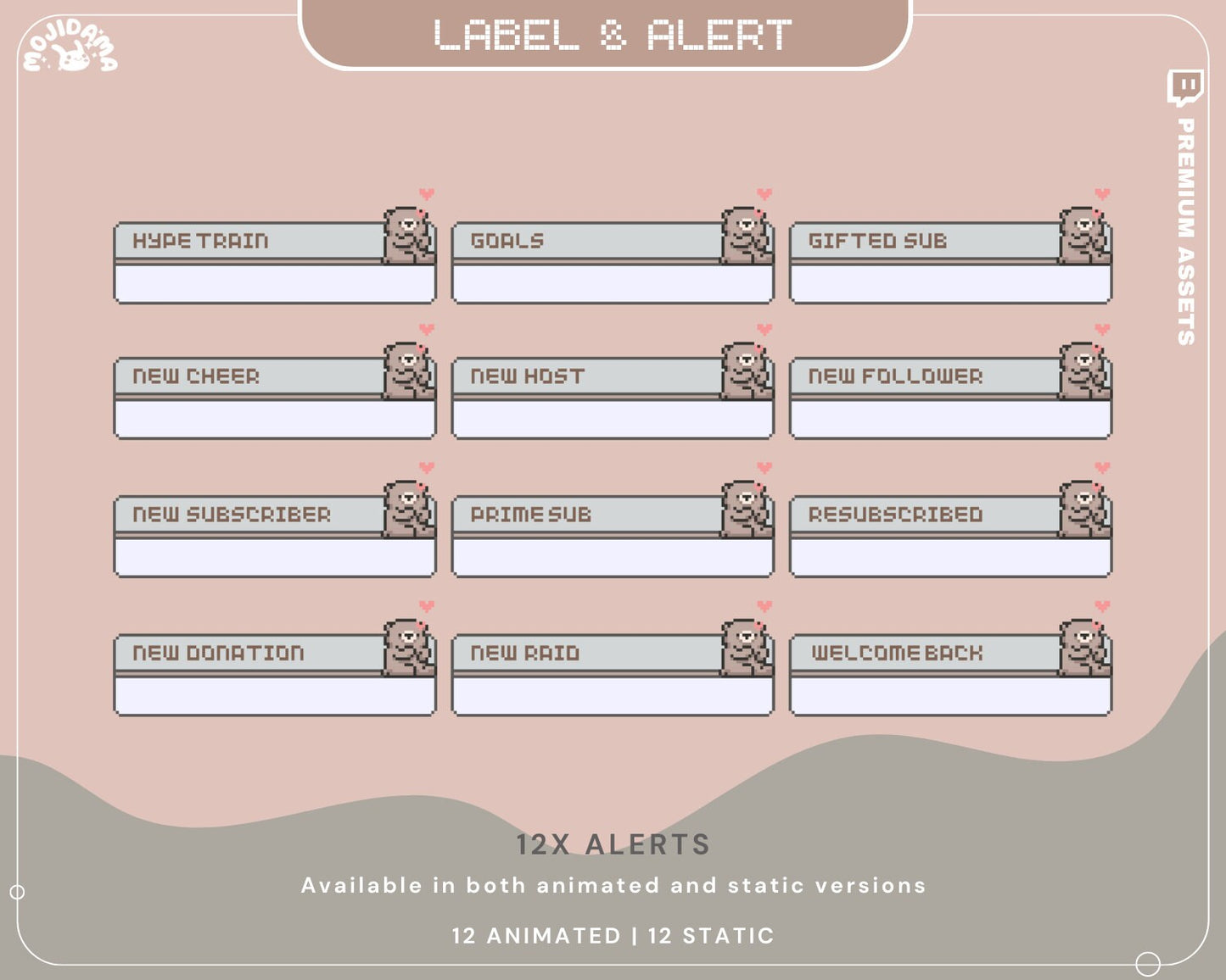 Bear Twitch Stream Alert Overlay Brown Animation Streamlabs Obs Studio Cozy Animated Cute Cat Duck Streaming Kick Youtube Vtuber Chatting