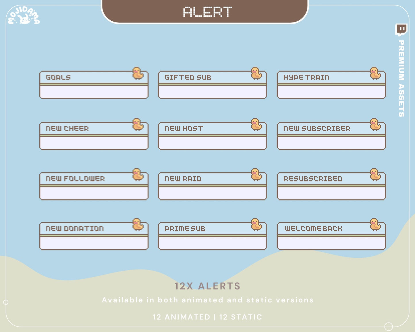 Duck Animated Stream Alerts: Y2K Party Farm, Twitch Overlay (12x)