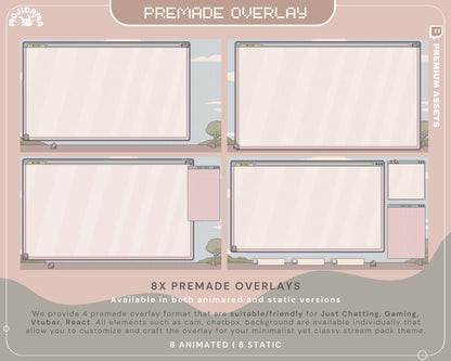 Bear Twitch Overlay Animation Cute Lofi Stream Pack Aesthetic Pixel Green Blue Cat Bunny Alert Animated Obs Streamlabs Full Package Vtuber