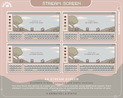 Bear Twitch Screens: Animated Y2K Stream Overlay (Digital Download)