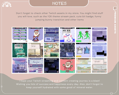 Bear Twitch Screens: Animated Y2K Stream Overlay (Digital Download)