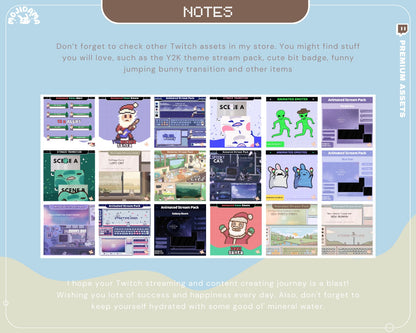Duck Animated Stream Alerts: Y2K Party Farm, Twitch Overlay (12x)