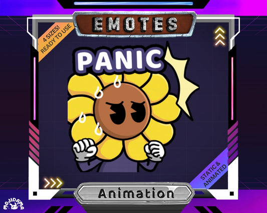 Panic Flower Emotes Stream Animation: Cute Rose Lily Cat Animated Emotes for Twitch, YouTube, Kick & Discord