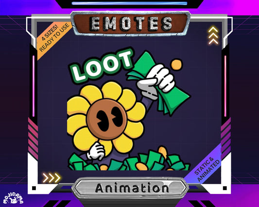 Loot Flower Animated Emote: Chibi For Livestreaming Twitch Kick Youtube Discord