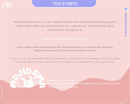 Pink Y2K Lofi Animated Stream Labels: Overlay For Livestream Streamer Twitch Kick Youtube Discord