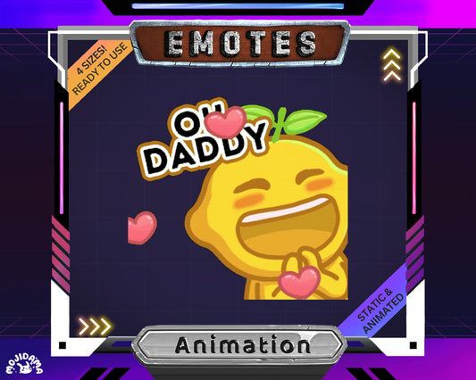 Daddy Cute Twitch Emotes Animation Cat Lemon Fruit Yellow Funny Dancing Animated Stream Emote Streaming Vtubber Youtube Kick Streamlabs Obs