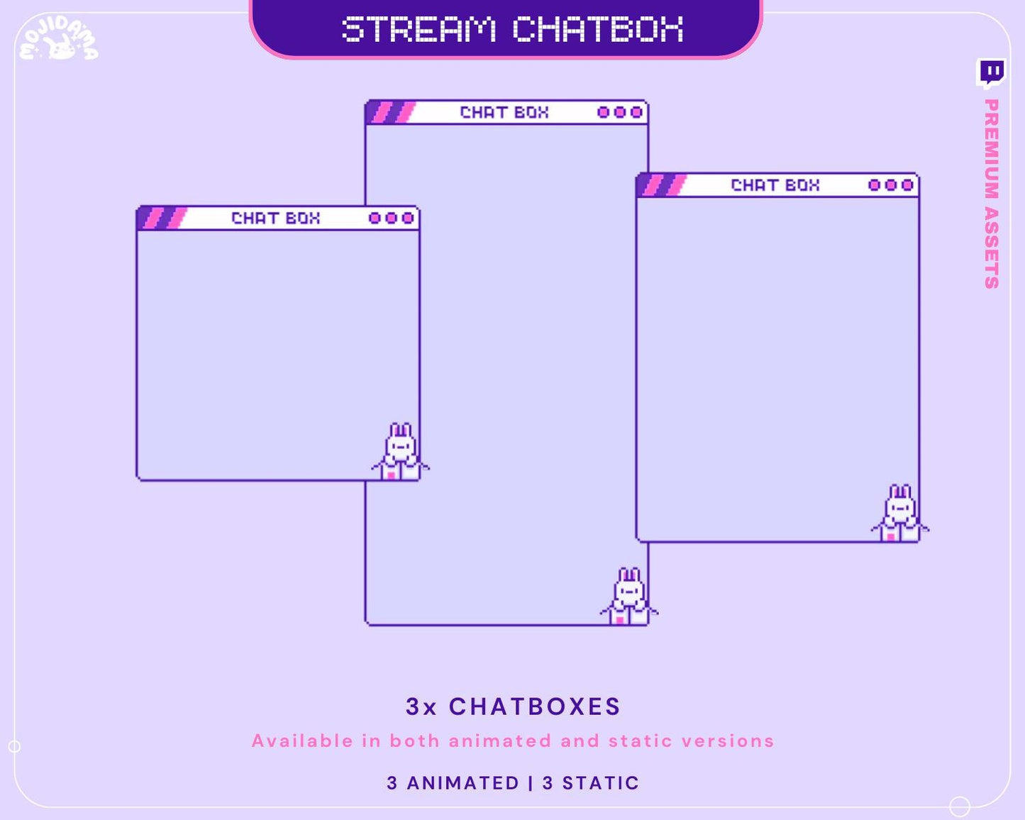 Lofi Bunny Animated Stream Pack: Purple Pink Y2K Theme