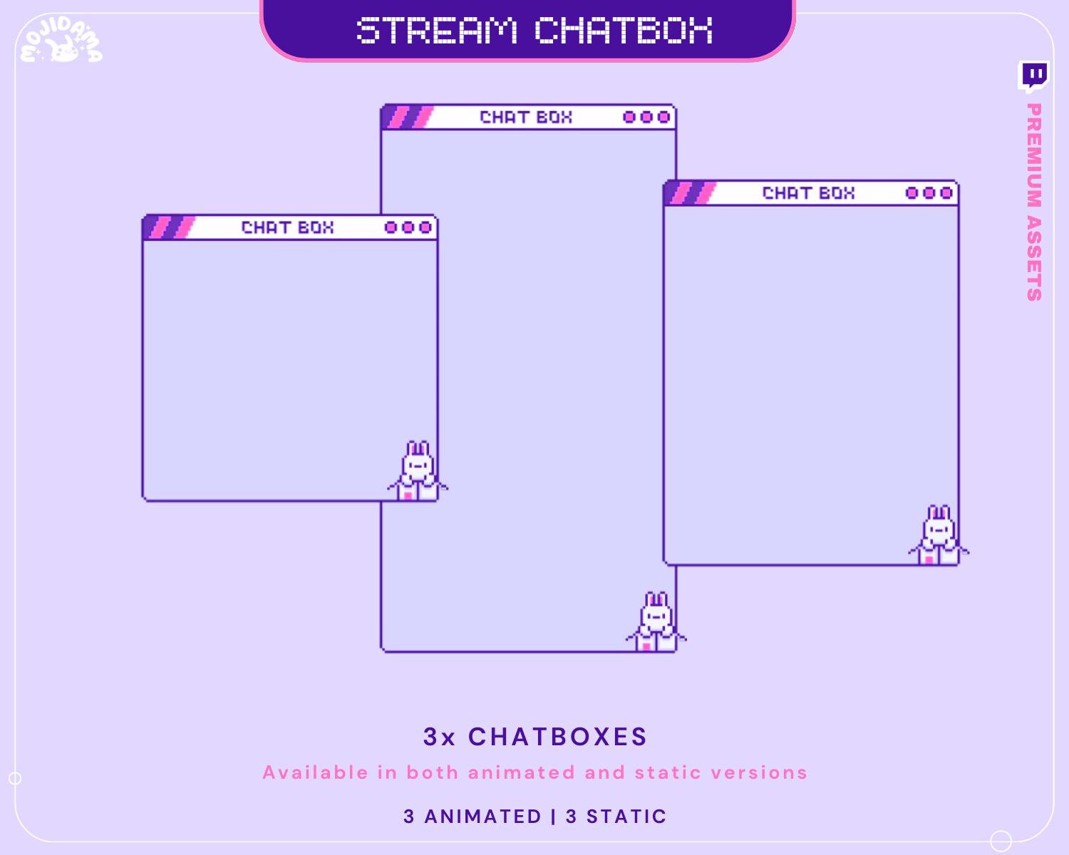 Lofi Bunny Animated Stream Pack: Purple Pink Y2K Theme