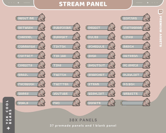Cute Bear Stream Panel Twitch Cat Kitty Funny Cozy Room Aesthetic Panels Overlay Obs Streamlabs Chatting Vtuber Kick Youtube Just Chatting
