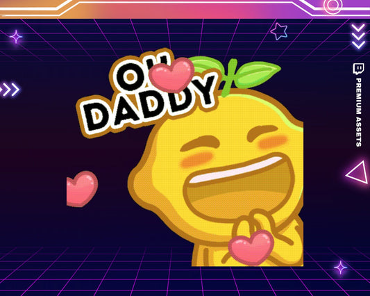 Daddy Cute Twitch Emotes Animation Cat Lemon Fruit Yellow Funny Dancing Animated Stream Emote Streaming Vtubber Youtube Kick Streamlabs Obs
