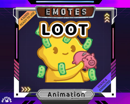 Loot Lemon Animated Emote: Kawaii Twitch Stream Asset (Digital Download)