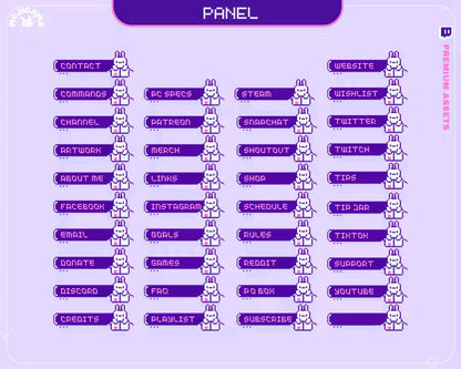 Lofi Bunny Animated Stream Pack: Purple Pink Y2K Theme