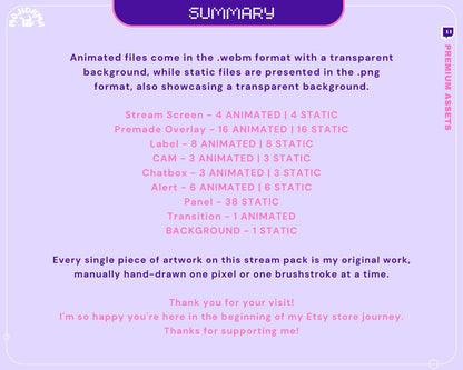 Lofi Bunny Animated Stream Pack: Purple Pink Y2K Theme