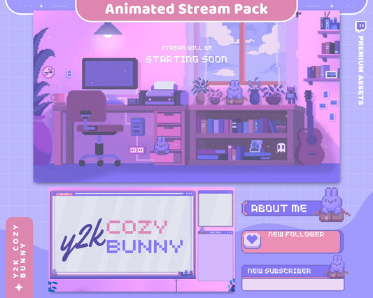 Elevate your Twitch streams with an animated pink and purple overlay, adding vibrant colors to your visuals.