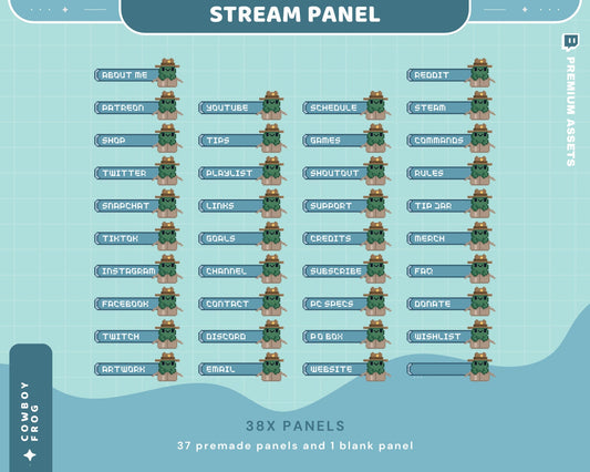 Cute Twitch Panel Frog Lake Sea Ocean Blue Green Aesthetic Panels Lofi Cat Stream Pixel Just Chatting Vtubber Streaming Kick Streamer Retro