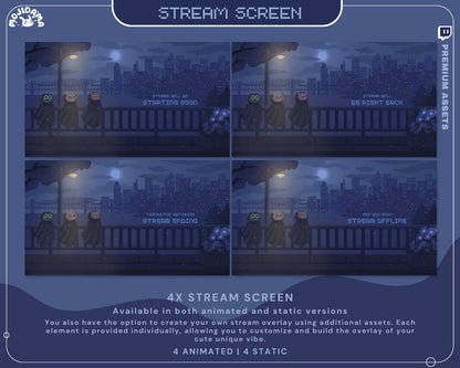 Ghost Twitch Screen Animation Overlay Bunny Frog Bear Lofi Stream Aesthetic Scene Animated Overlay Streamer Just Chatting Vtuber