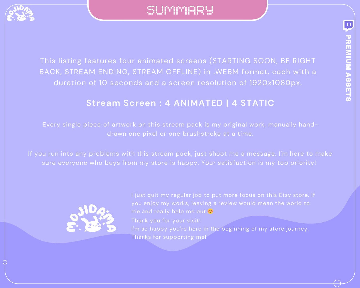 Pink Purple Cozy Bunny Stream Screens: Animated Y2K Twitch Overlay