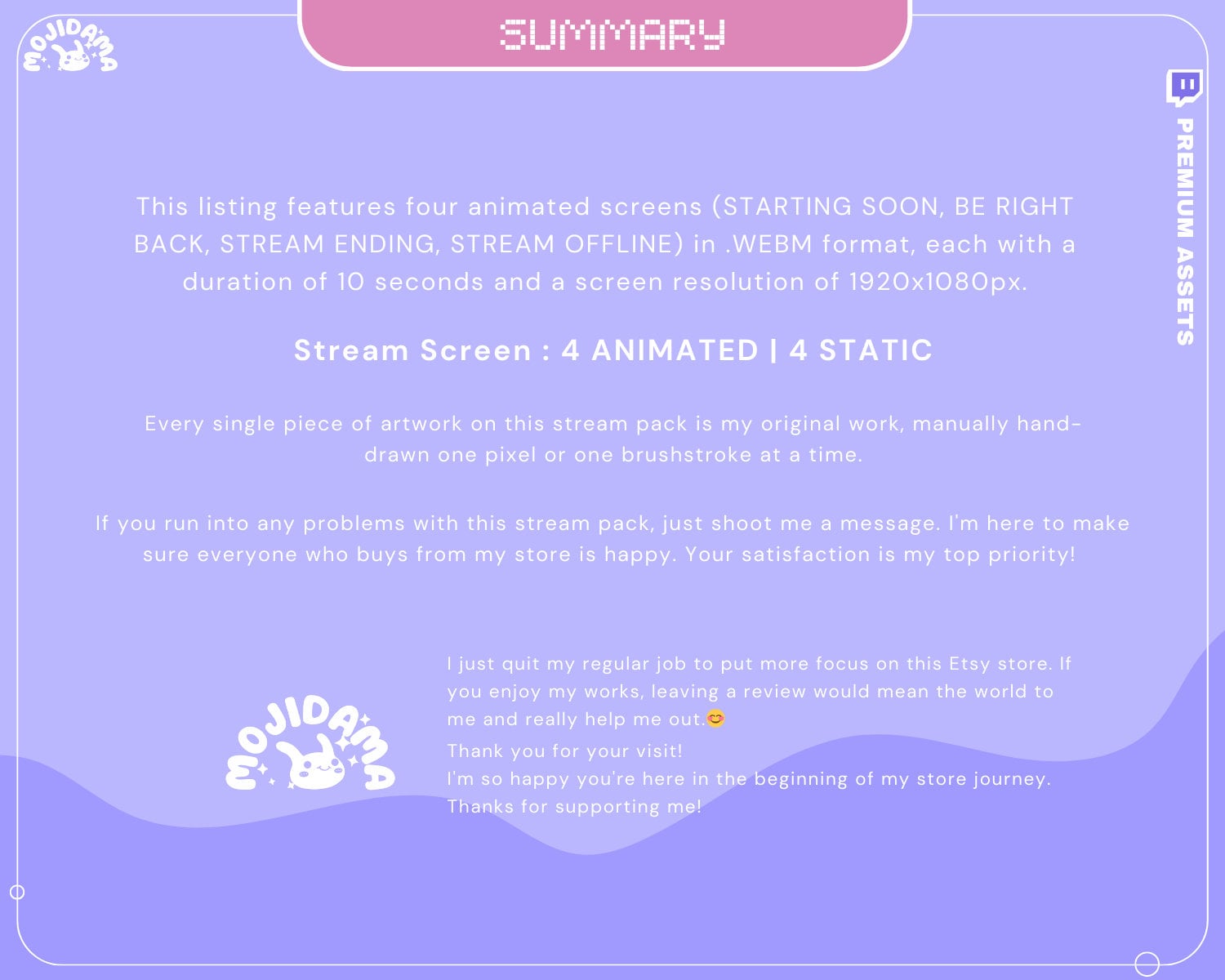 Pink Purple Cozy Bunny Stream Screens: Animated Y2K Twitch Overlay