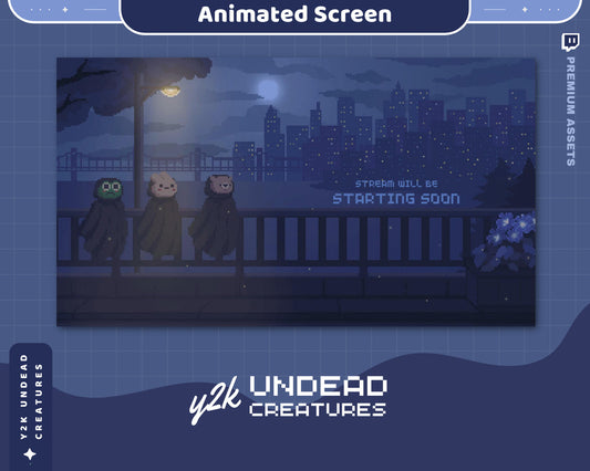 Ghost Twitch Screen Animation Overlay Bunny Frog Bear Lofi Stream Aesthetic Scene Animated Overlay Streamer Just Chatting Vtuber