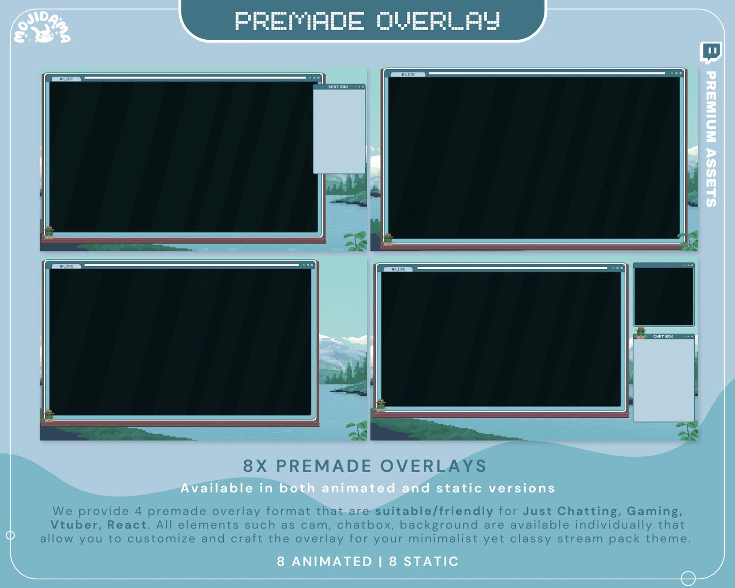 Add a playful touch to your streams with a frog overlay animation that stands out.