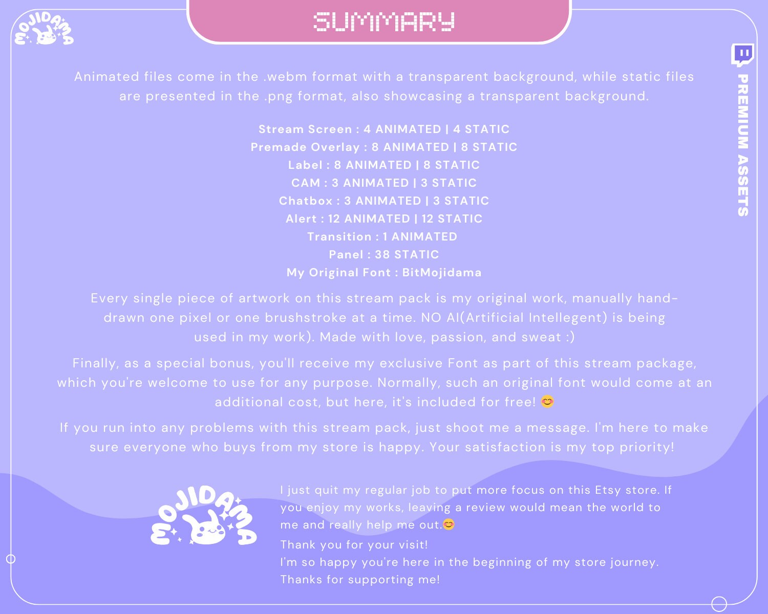 Y2K Cozy Bunny Animated Stream Pack: Purple Pink Twitch Overlay