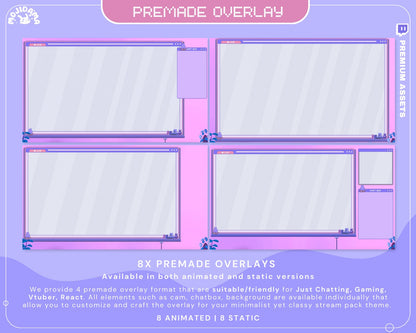 Immerse your viewers in a soothing atmosphere with a lofi aesthetic overlay animation for a tranquil streaming experience with out premade overlays