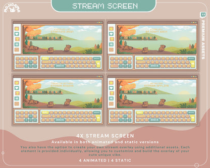 Enhance your streaming setup with our Full Package, featuring cute Capybara animations and overlays.