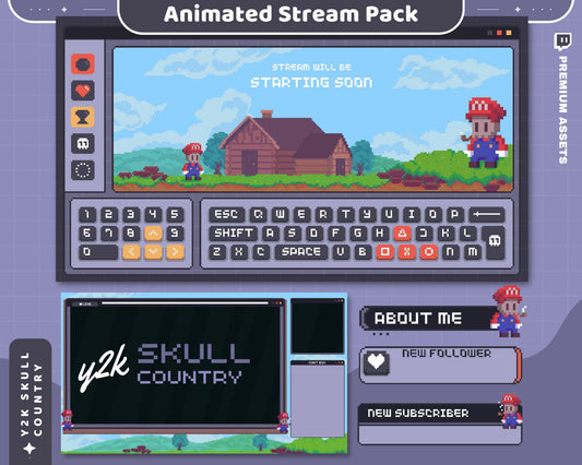 The Halloween Animation Stream Pack features spooky skull and ghost overlays perfect for creating a dark and cozy vibe.