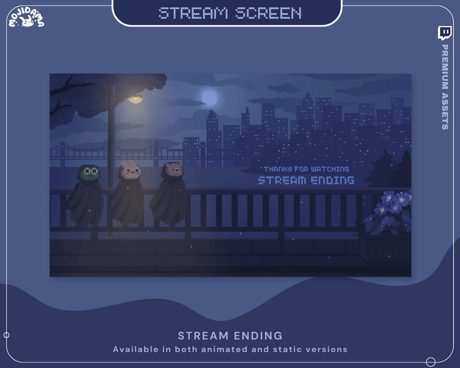 Ghost Twitch Screen Animation Overlay Bunny Frog Bear Lofi Stream Aesthetic Scene Animated Overlay Streamer Just Chatting Vtuber