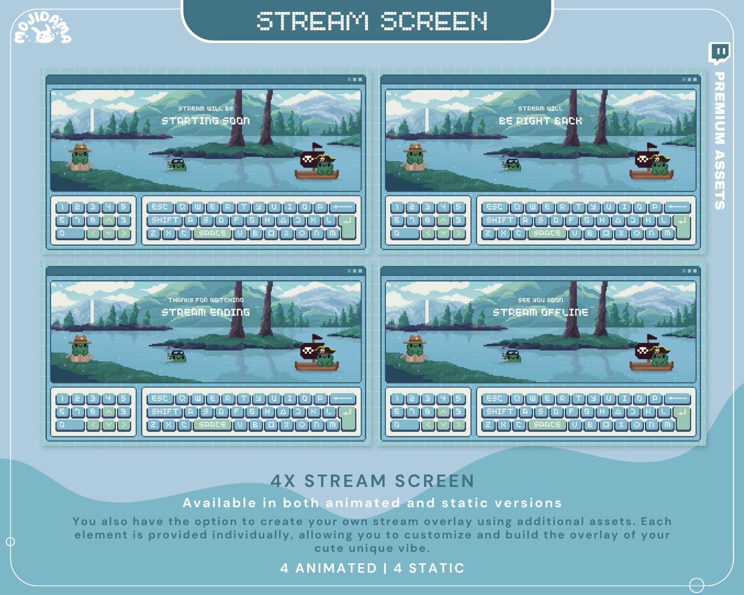Frog Twitch Screen Animation Stream Lofi Animated Scene Bunny Cat Cute Overlay Aesthetic Obs Streamlabs Vtuber Starting Back Offline Ending
