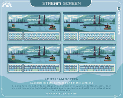 Frog Twitch Screen Animation Stream Lofi Animated Scene Bunny Cat Cute Overlay Aesthetic Obs Streamlabs Vtuber Starting Back Offline Ending