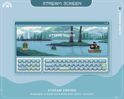 Frog Twitch Screen Animation Stream Lofi Animated Scene Bunny Cat Cute Overlay Aesthetic Obs Streamlabs Vtuber Starting Back Offline Ending