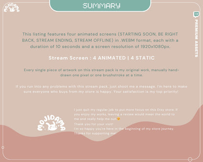 Capybara Lofi Animated Stream Screens: Y2K Twitch Scenes