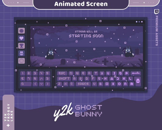 Halloween Ghost Twitch Screen Animation Stream Lofi Animated Scene Bunny Cat Cute Overlay Aesthetic Obs Streamlabs Vtuber Starting Back