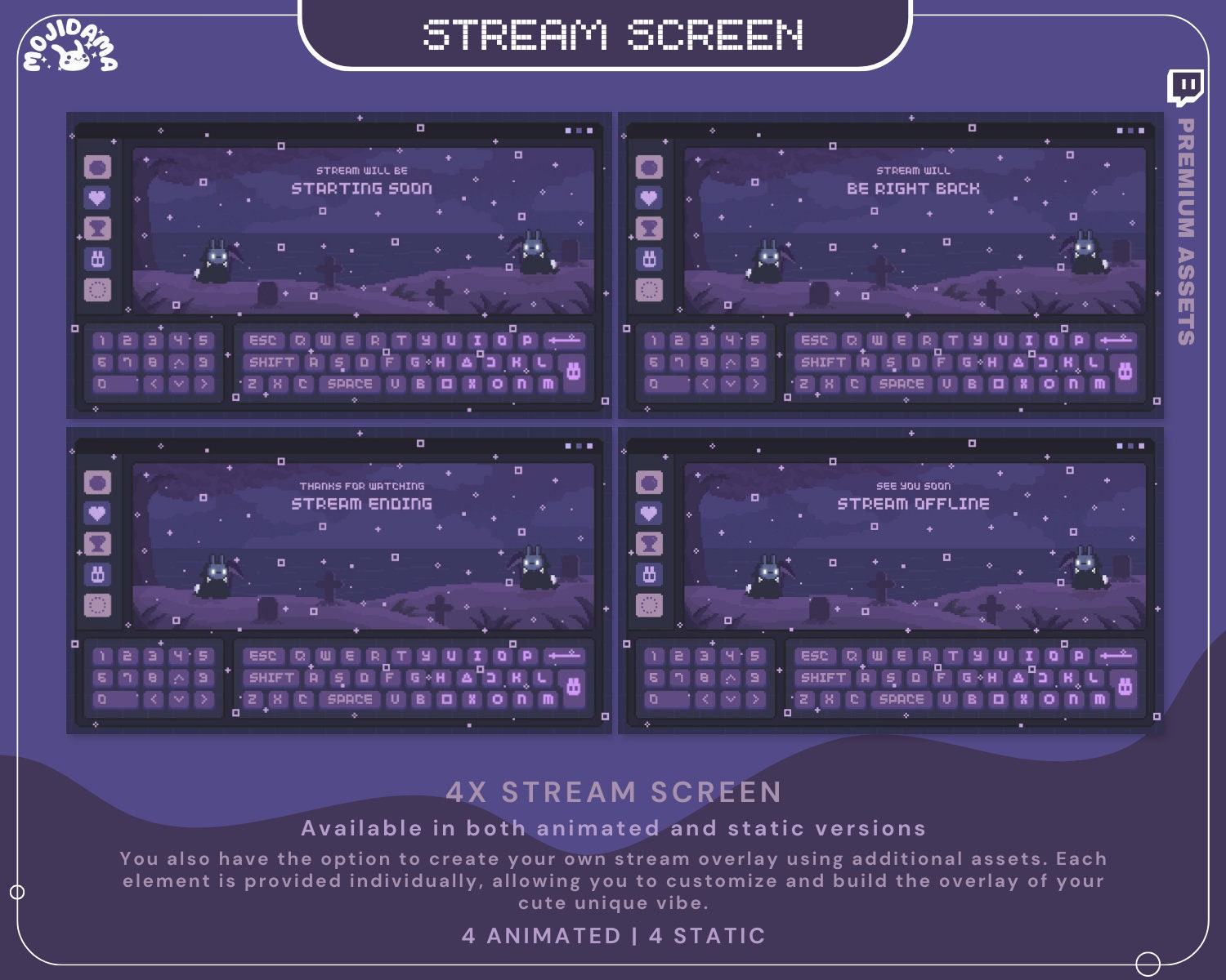 Halloween Ghost Twitch Screen Animation Stream Lofi Animated Scene Bunny Cat Cute Overlay Aesthetic Obs Streamlabs Vtuber Starting Back