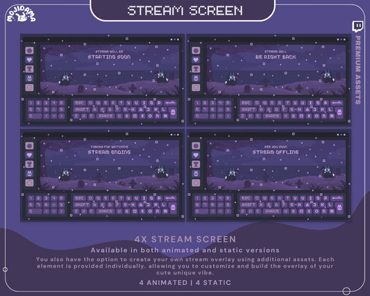 Halloween Ghost Twitch Screen Animation Stream Lofi Animated Scene Bunny Cat Cute Overlay Aesthetic Obs Streamlabs Vtuber Starting Back