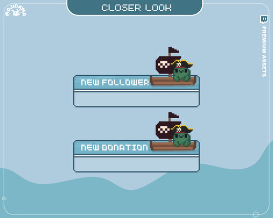 Frog Pirate Stream Alerts: Animated Twitch Overlay (Digital Download)