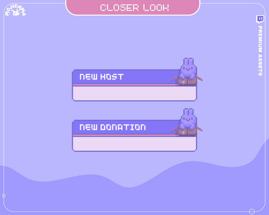 Purple Bunny Twitch Alert Overlay: Animated Lofi Stream Package (Digital Download)