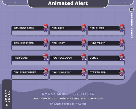 Skull Ghost Twitch Alerts: Lofi Animated Stream Overlay (Digital Download)