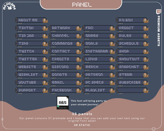 Dog Beagle Twitch Panels: Lofi Cozy Stream Overlay (38 PNG)