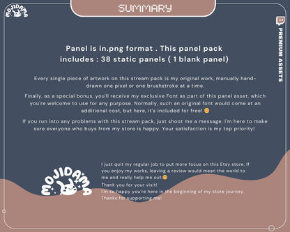 Bunny Twitch Stream Panels: Cute Cozy Lofi Rabbit Overlay for OBS, Streamlabs, YouTube, Kick & Vtuber