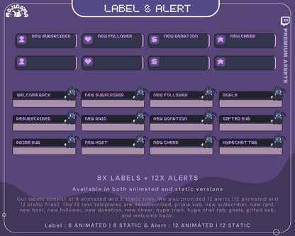 The Full Package includes a variety of overlays featuring bunny and cat designs in dark purple.